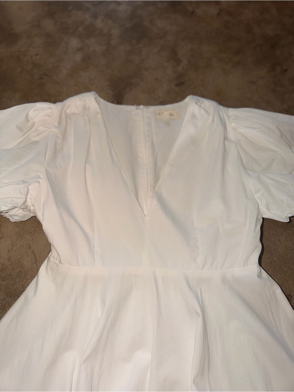 White Puff Sleeve Bubble Hem Mini Dress Cotton Rush Sorority Preference M View 2